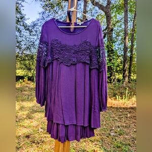 Jodifl Purple Lace Dress and Lace Sleeves